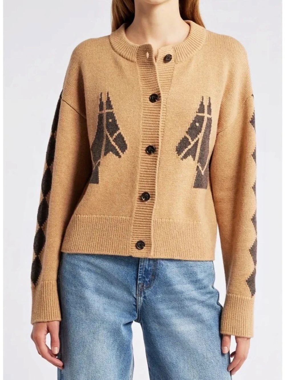 Rails Horse Cardigan Brown & Black